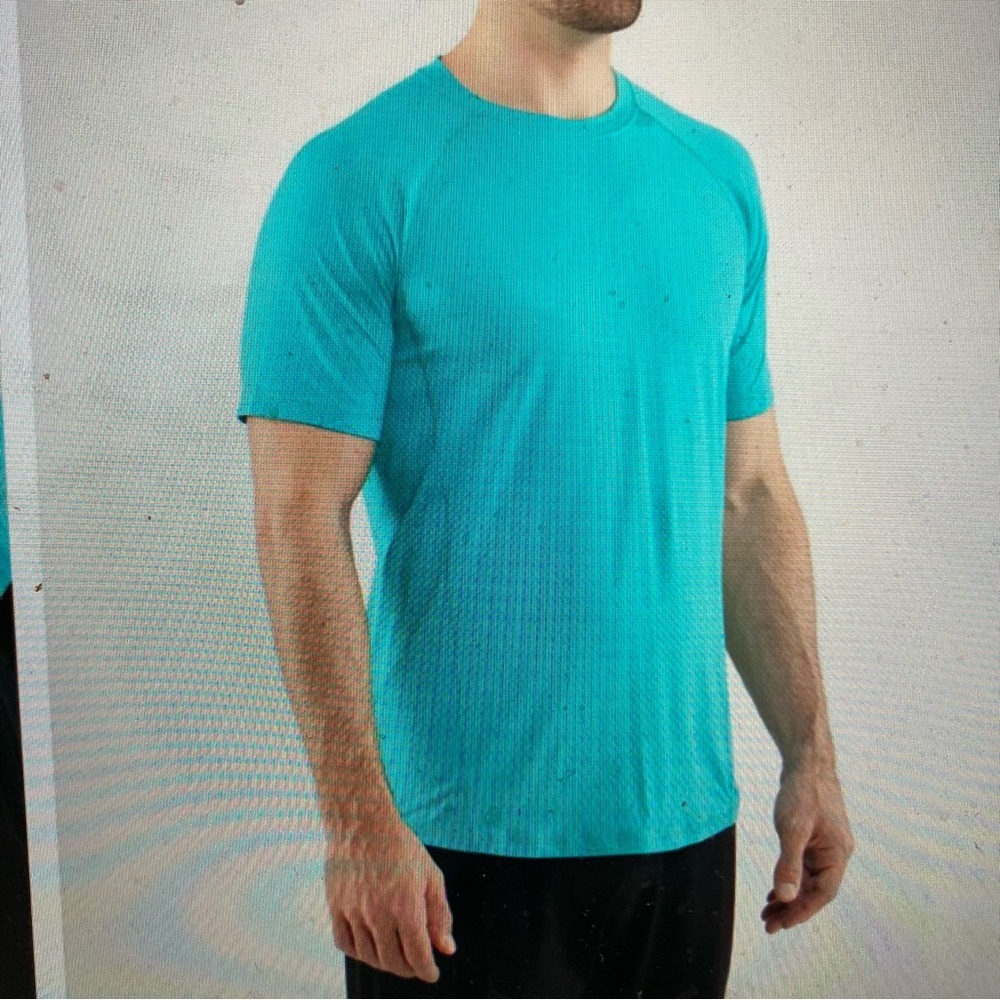 Men’s Lululemon Cadence Athletic fit Short Sleeve T-Shirt Sz Large Blue Tropics